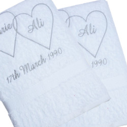 Hearts Bath Towels Personalised Entwined Hearts
