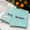 Personalised Face Flannels Aqua Blue Embroidered Face Cloths Pair