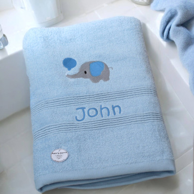Childrens Elephant Towel Personalised Boys Towel