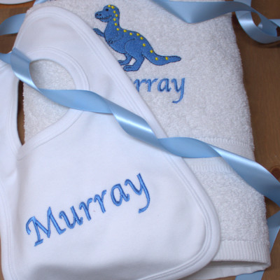 Personalised Baby Towel and Bib 1st Birthday Gift Set