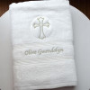 Baptism Towel White Embroidered Christening Gift Towel