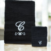 Flourish Initial Towel Set Monogrammed Bath Towel and Flannel Gift