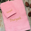 Personalised Pink Towel Set Bath Towel and Flannel 2pc