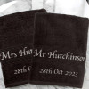 Personalised Anniversary Towels Gift Black Bath Towels Gift
