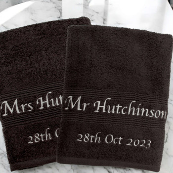 Personalised Anniversary Towels Gift Black Bath Towels Gift