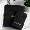 Black Towel Set Personalised Hand Towel and Face Flannel