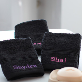 Personalised Flannel Black Embroidered Face Cloth