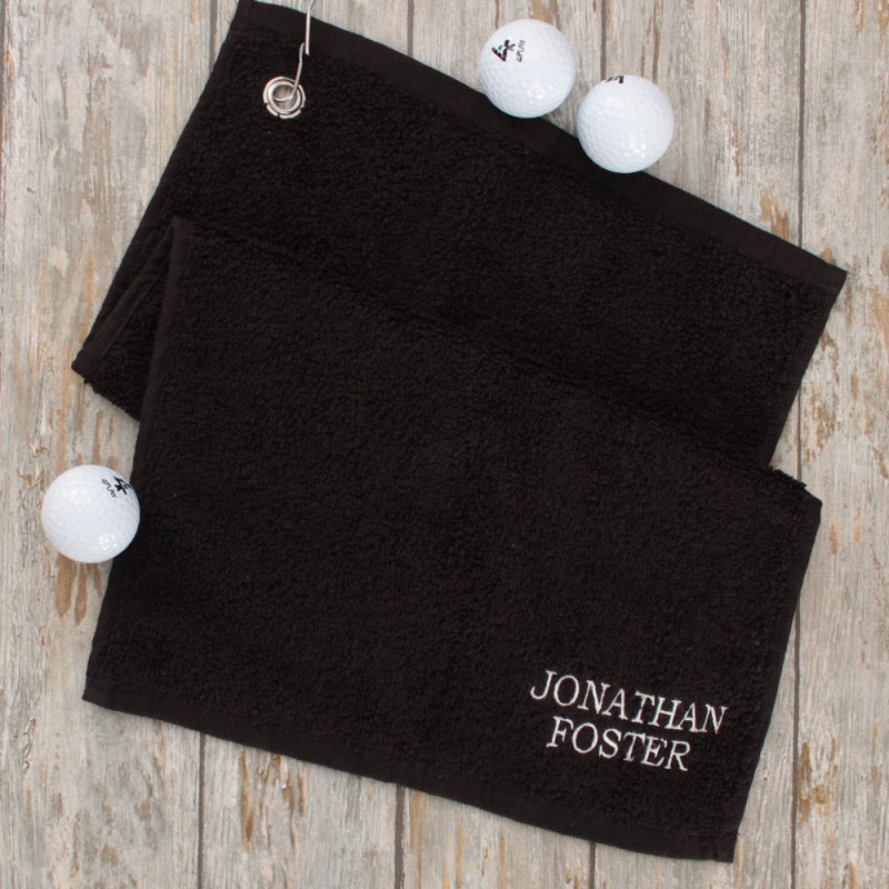 Personalised Golf Towel Black Golfing Towel