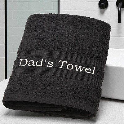 Personalised Black Bath Towel Embroidered Gift Personalised Black Bath Towel Embroidered Gift