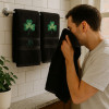 Embroidered Clover Towel Shamrock Black Hand Towel