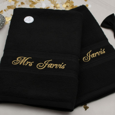 His and Hers Towels Black Pair Bath Towels Set