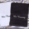 Personalised Couples Towel Set Black and White Bath Towels