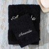 Black Towel Set Personalised Hand Towel and Face Flannel