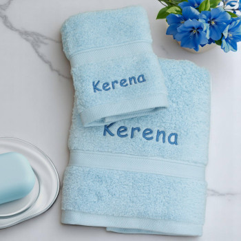 Personalised Blue Towel Set Hand Towel and Face Flannel