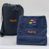 Personalised Swim Towel with Bag Navy Fishes Swimming Set