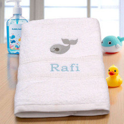 Childrens Personalised Towel Whale Towel Swim or Bath