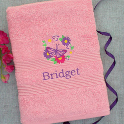 Butterfly Flowers Bath Towel Pretty Personalised Towels