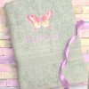 Butterfly Embroidered Towel Personalised Bath Towel