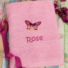 Butterfly Embroidered Towel Personalised Bath Towel