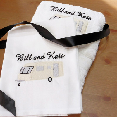 Caravan Towels Gift Set Personalised Hand and Tea Towel