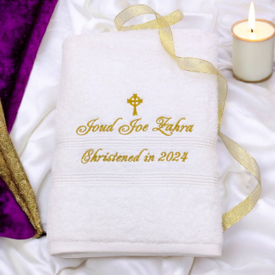 Celtic Cross Towel Catholic High Cross Christening Towel