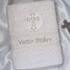 Baptism Towel White Embroidered Christening Gift Towel