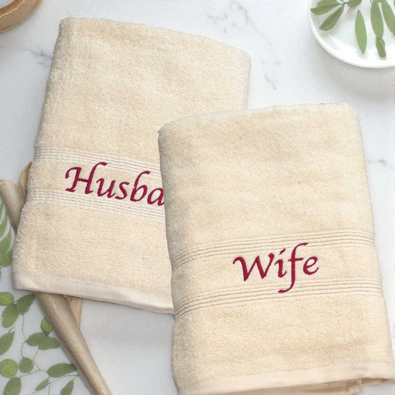 Bath Towels Set His and Hers Cream Towels