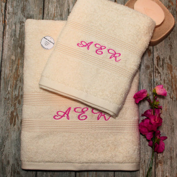 Bath and Hand Towels Personalised Cream Gift Set