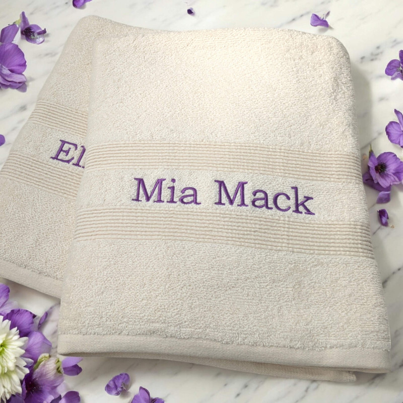 Personalised Cream Bath Sheets Couples Towels Gift Set