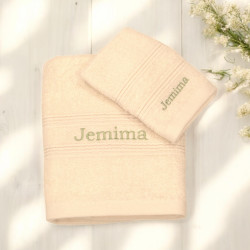 Personalised Towel Set Cream Hand and Face Cloth
