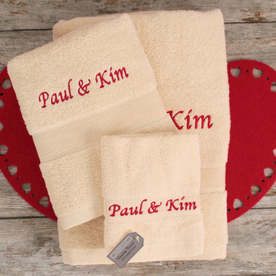 Personalised Towel Bale Cream Bath Hand Flannel