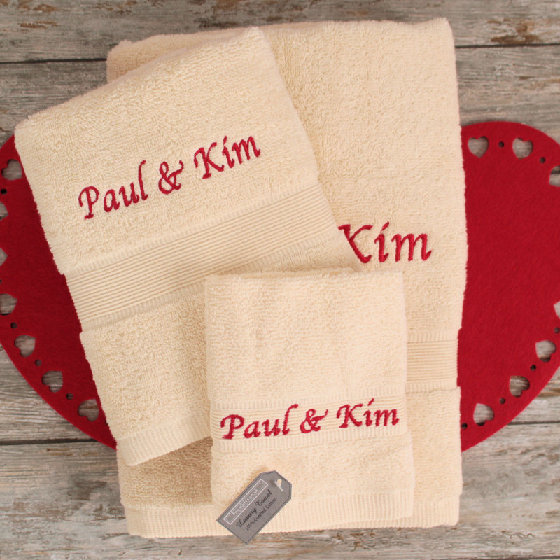 Personalised Towel Bale Cream Bath Hand Flannel