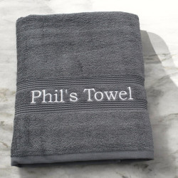 Personalised Bath Sheet Charcoal Grey XL Cotton Towel