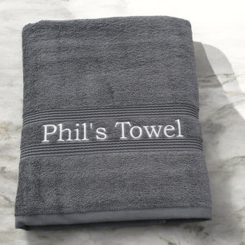 Personalised Bath Sheet Charcoal Grey XL Cotton Towel