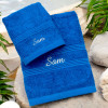 Personalised Royal Blue Towels Hand and Flannel Gift Set