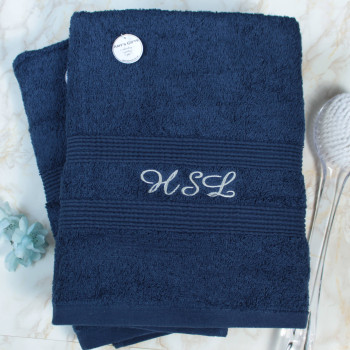 Navy Hand Towels Set Personalised Gift Set for Couples