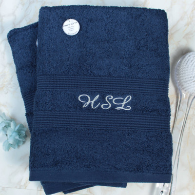 Navy Hand Towels Set Personalised Gift Set for Couples