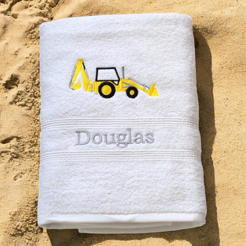 Digger Towel Personalised Bath Towel