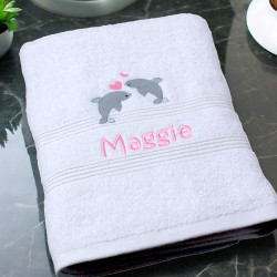Personalised Towel Dolphins Embroidered Towel