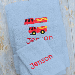Fire Engine Towel Set Childrens Personalised Towels
