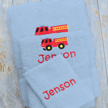 Fire Engine Towel Set Childrens Personalised Towels