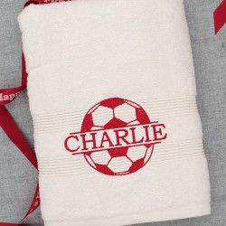 Childs Football Towel Personalised Club Colour Towel