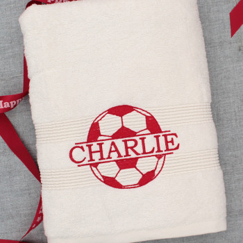 Childs Football Towel Personalised Club Colour Towel