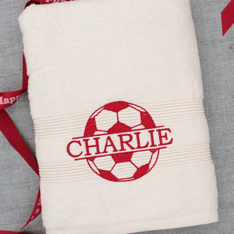 Childs Football Towel Personalised Club Colour Towel