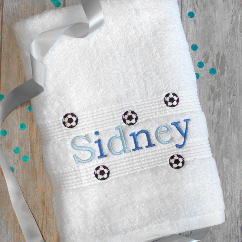 Kids Football Towel Personalised Little Footballs Towel