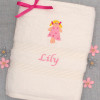 Childrens Towel Personalised Bath Towel Doll Motif