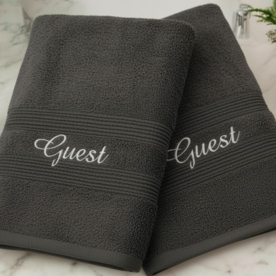 Charcoal Grey Bath Towels Personalised Gift Set