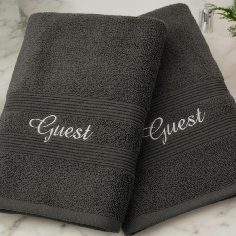 Charcoal Grey Bath Towels Personalised Gift Set