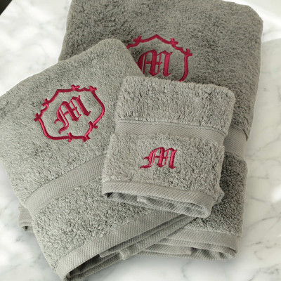 Monogram Bath Towels Old English Gothic Initial Towel Set