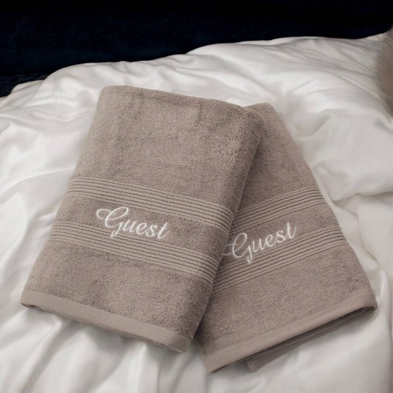 Grey Guest Hand Towels Personalised Gift Set